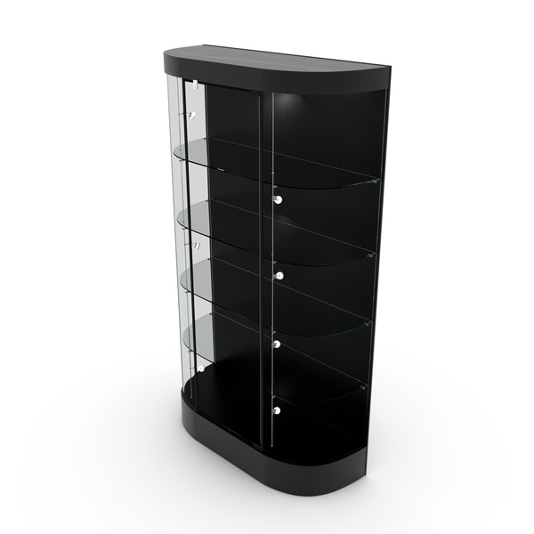 Showcase: Curved Wall Display Case Black PNG & PSD Images