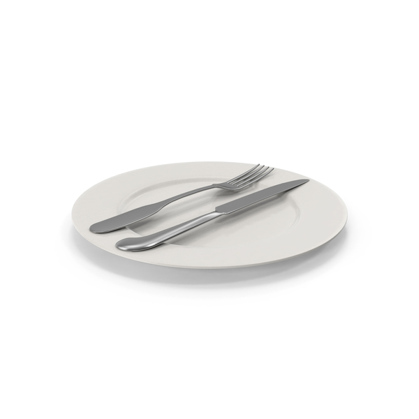 Place Setting: Cutlery Rules Fork Knife and Plate for Finished PNG & PSD Images