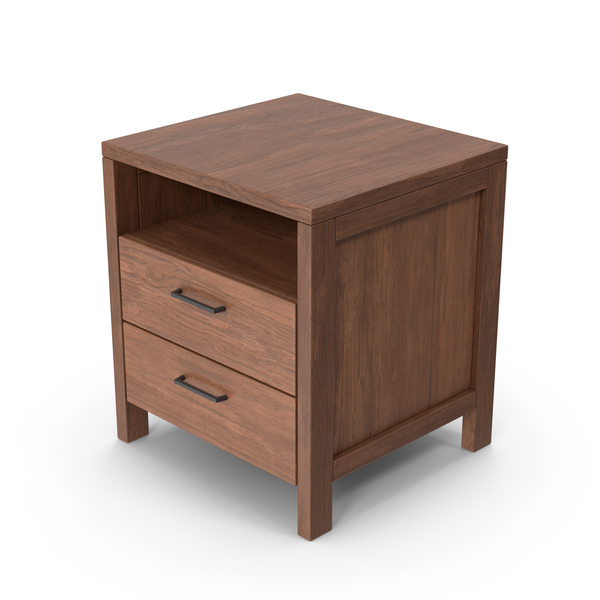 Night Stand: Dark Wood Bedside Table PNG & PSD Images