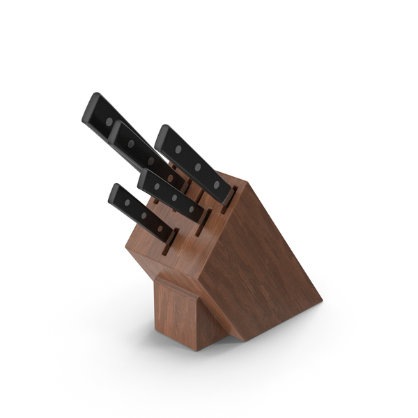 Block: Dark Wood Kitchen Knife Holder with Knives PNG & PSD Images Block: Dark Wood Kitchen Knife Holder with Knives PNG & PSD Images