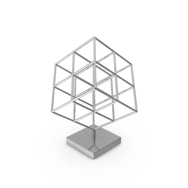 General Decor: Decorative Wired Cube Silver PNG & PSD Images