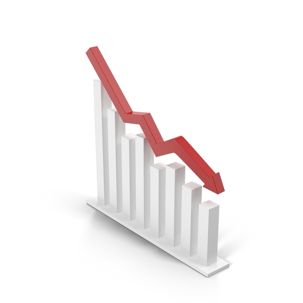 Graph: Decreasing Chart with Red Arrow PNG & PSD Images