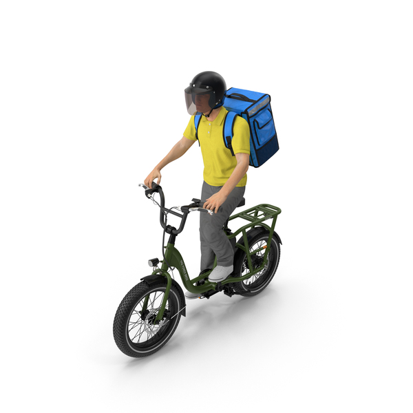 Electric Bike: Deliveryman Rides On E-Bike RadRunner PNG & PSD Images Electric Bike: Deliveryman Rides On E-Bike RadRunner PNG & PSD Images
