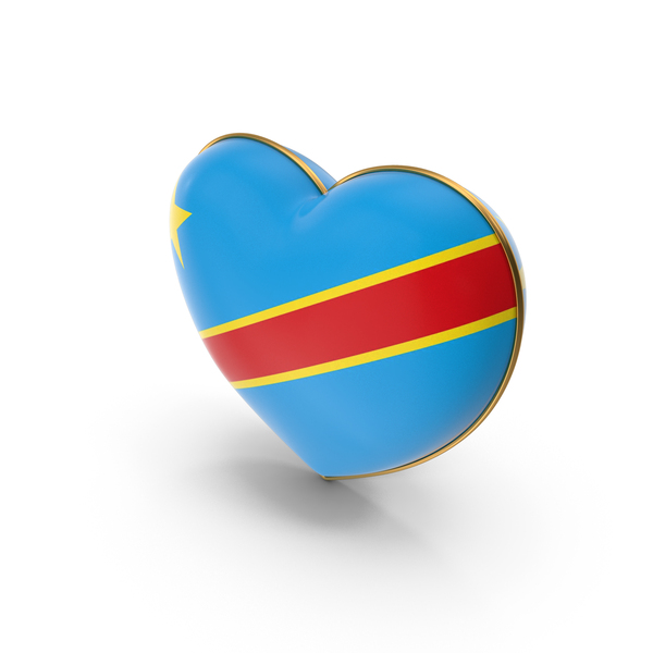 Democratic Republic of the Congo Country Flag In Heart Golden Frame PNG & PSD Images