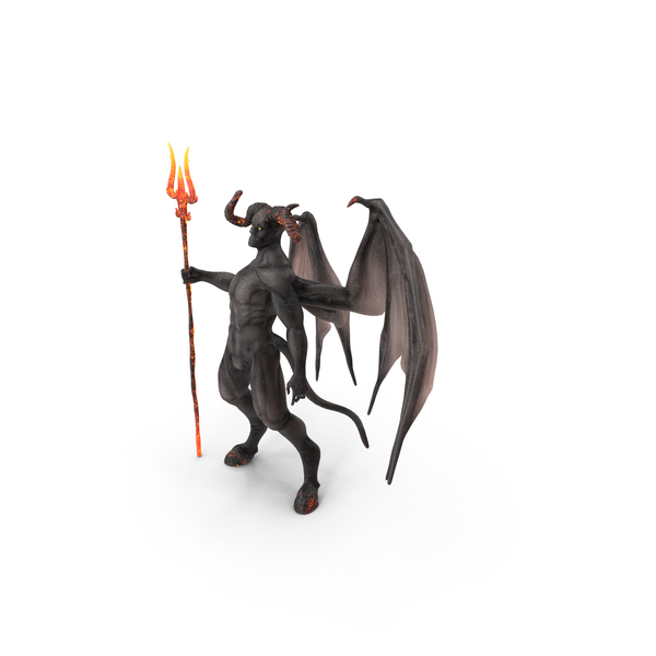 Devil Character with Trident Standing Pose PNG & PSD Images