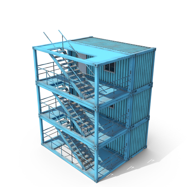Dirty Blue Office Cabin With Stairs PNG & PSD Images Dirty Blue Office Cabin With Stairs PNG & PSD Images