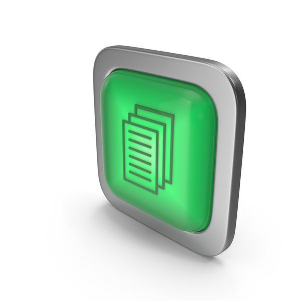 Computer: Documents Green Icon Square Button PNG & PSD Images