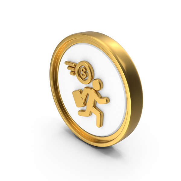 Symbols: Dollar Business Man Hurry To Work Circular Coin PNG & PSD Images