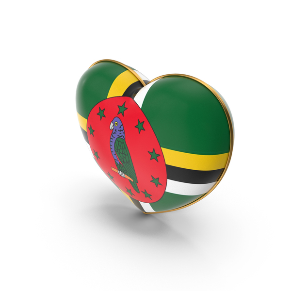 Dominica Country Flag In Heart Golden Frame PNG & PSD Images