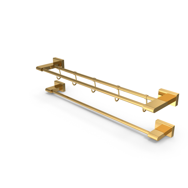 Double Towel Rack Gold PNG & PSD Images