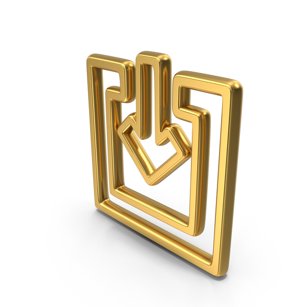 Directional: Down Arrow Gold Symbol PNG & PSD Images