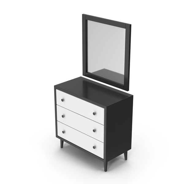 Four: Drawer Dresser With Mirror Black White PNG & PSD Images Four: Drawer Dresser With Mirror Black White PNG & PSD Images