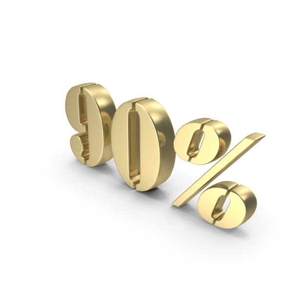 Dual Number Percentage 90 Gold PNG & PSD Images