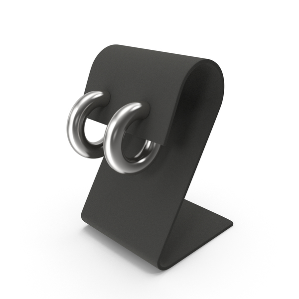 Earrings Silver Hoops with Curved Top Display PNG & PSD Images