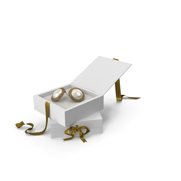 Earrings with Marble in a White Gift Box with Gold Ribbon PNG & PSD Images Earrings with Marble in a White Gift Box with Gold Ribbon PNG & PSD Images
