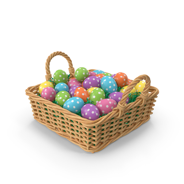 Easter Eggs In A Basket PNG & PSD Images