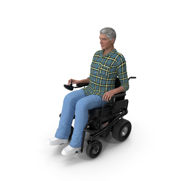 Mobility Scooter: Elderly Man Sitting in the Powered Wheelchair PNG & PSD Images