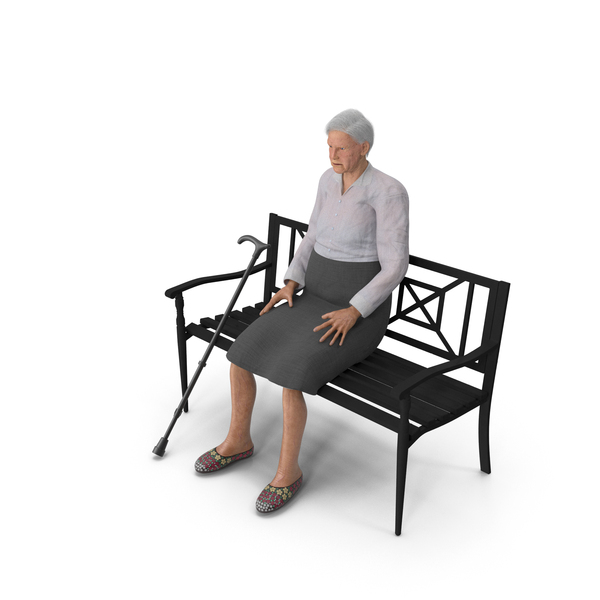 Elderly Woman Sitting On A Bench PNG & PSD Images