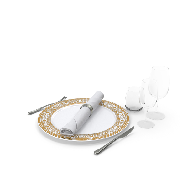 Place Setting: Empty Plate Glasses And Silverware Set PNG & PSD Images Place Setting: Empty Plate Glasses And Silverware Set PNG & PSD Images