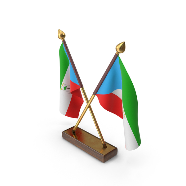 Flag: Equatorial Guinea Cloth Two Flags Stand PNG & PSD Images