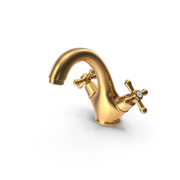 Bathroom Accessories: Etel Golden Chrome Basin Mixer Tap PNG & PSD Images