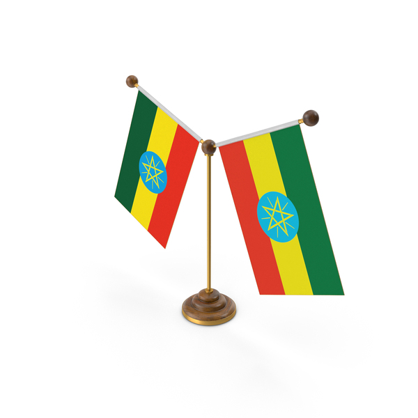Ethiopia Country Y Shaped Double Table Flag Stand PNG & PSD Images