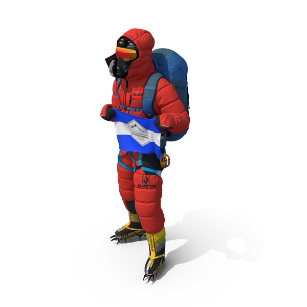 Hiking Boots: Everest Climber with Flag in Hands PNG & PSD Images