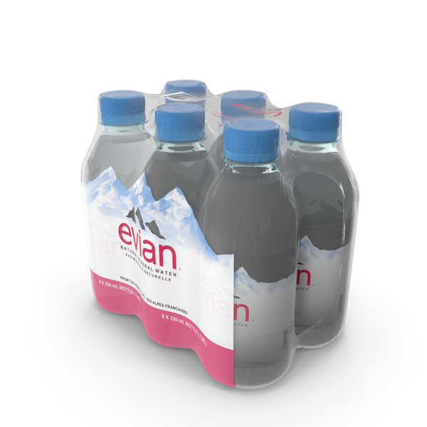 Evian Mineral Water 330ml 6 Bottle Pack PNG & PSD Images Evian Mineral Water 330ml 6 Bottle Pack PNG & PSD Images