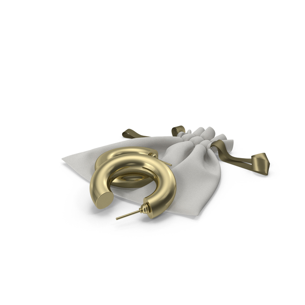 Fabric Bag with Gold Ribbon and Gold Earrings Hoops PNG & PSD Images Fabric Bag with Gold Ribbon and Gold Earrings Hoops PNG & PSD Images