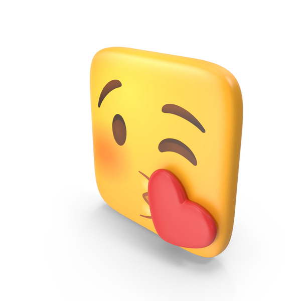Facial Expression: Face Blowing A Kiss Square Emoji PNG & PSD Images
