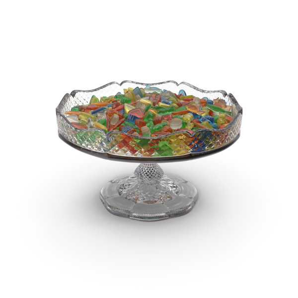Fancy Crystal Bowl with Mixed Gummy Candy PNG & PSD Images