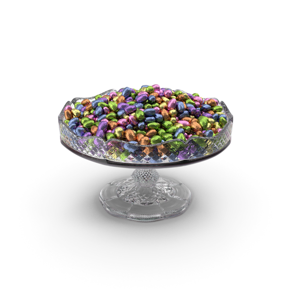 Candy: Fancy Crystal Bowl with Wrapped Chocolate Easter Eggs PNG & PSD Images Candy: Fancy Crystal Bowl with Wrapped Chocolate Easter Eggs PNG & PSD Images