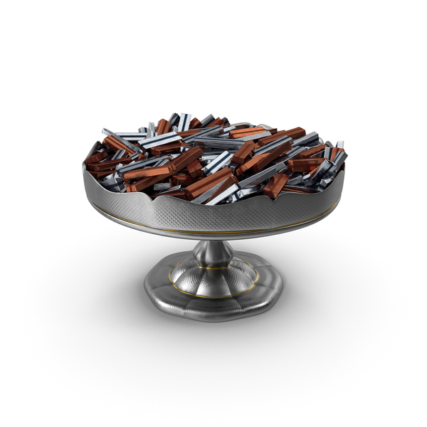 Candy: Fancy Silver Bowl with Wrapped Chocolate Rectangles PNG & PSD Images Candy: Fancy Silver Bowl with Wrapped Chocolate Rectangles PNG & PSD Images