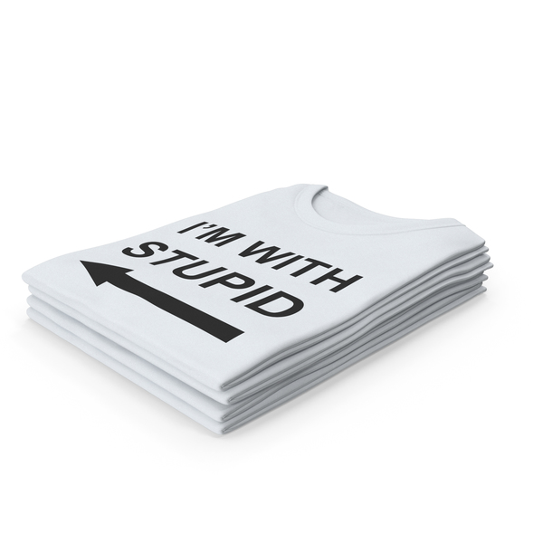 Female Crew Neck Folded Stacked White I'm With Stupid PNG & PSD Images
