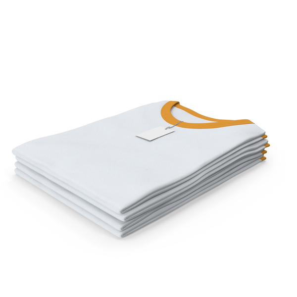 T Shirt: Female Crew Neck Folded Stacked With Tag White and Orange PNG & PSD Images T Shirt: Female Crew Neck Folded Stacked With Tag White and Orange PNG & PSD Images