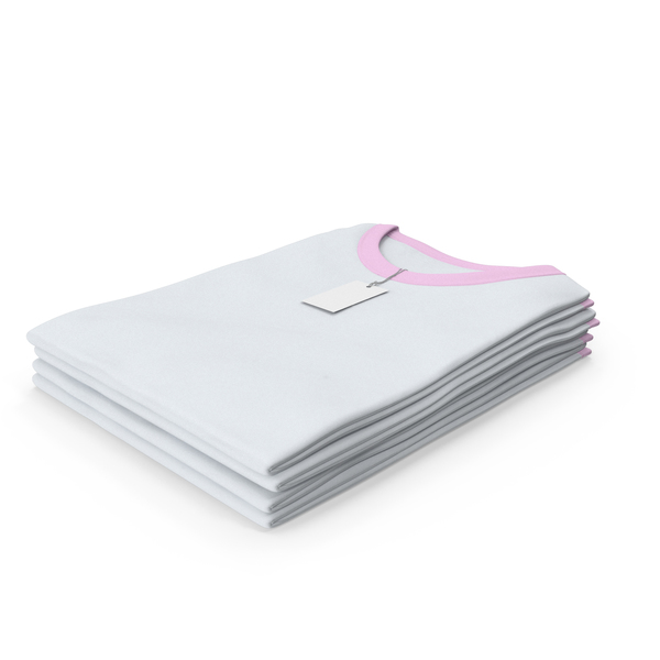 T Shirt: Female Crew Neck Folded Stacked With Tag White and Pink PNG & PSD Images T Shirt: Female Crew Neck Folded Stacked With Tag White and Pink PNG & PSD Images