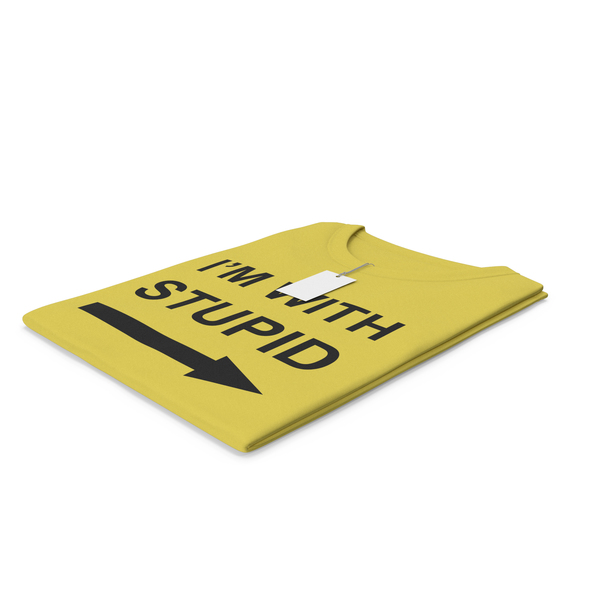 Tank Top: Female Crew Neck Folded With Tag Yellow Im With Stupid PNG & PSD Images Tank Top: Female Crew Neck Folded With Tag Yellow Im With Stupid PNG & PSD Images
