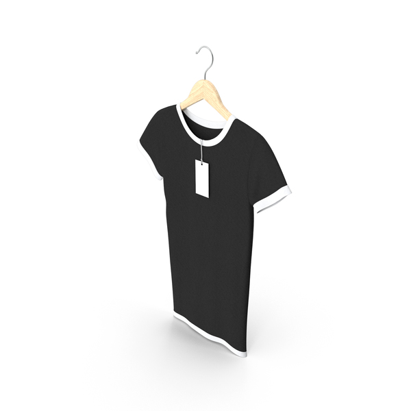 T Shirt: Female Crew Neck Hanging With Tag White and Black PNG & PSD Images T Shirt: Female Crew Neck Hanging With Tag White and Black PNG & PSD Images