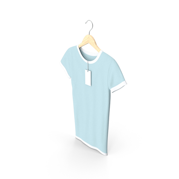 T Shirt: Female Crew Neck Hanging With Tag White and Blue PNG & PSD Images T Shirt: Female Crew Neck Hanging With Tag White and Blue PNG & PSD Images