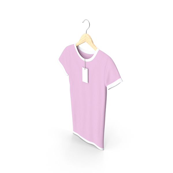 Shirt: Female Crew Neck Hanging With Tag White and Pink PNG & PSD Images Shirt: Female Crew Neck Hanging With Tag White and Pink PNG & PSD Images