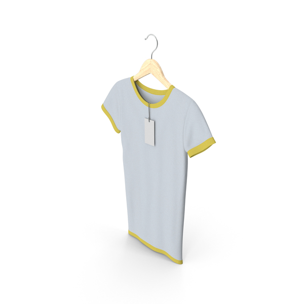 T Shirt: Female Crew Neck Hanging With Tag White and Yellow PNG & PSD Images T Shirt: Female Crew Neck Hanging With Tag White and Yellow PNG & PSD Images