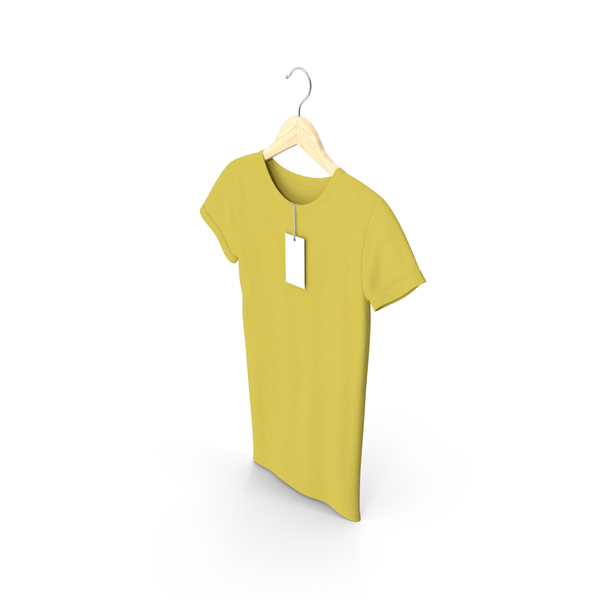 Shirt: Female Crew Neck Hanging With Tag Yellow PNG & PSD Images Shirt: Female Crew Neck Hanging With Tag Yellow PNG & PSD Images