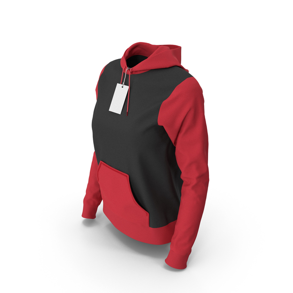 Clothing: Female Fitted Hoodie Body Shape With Tag Black And Red PNG & PSD Images