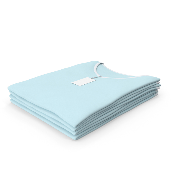 T Shirt: Female V Neck Folded Stacked With Tag White and Blue PNG & PSD Images