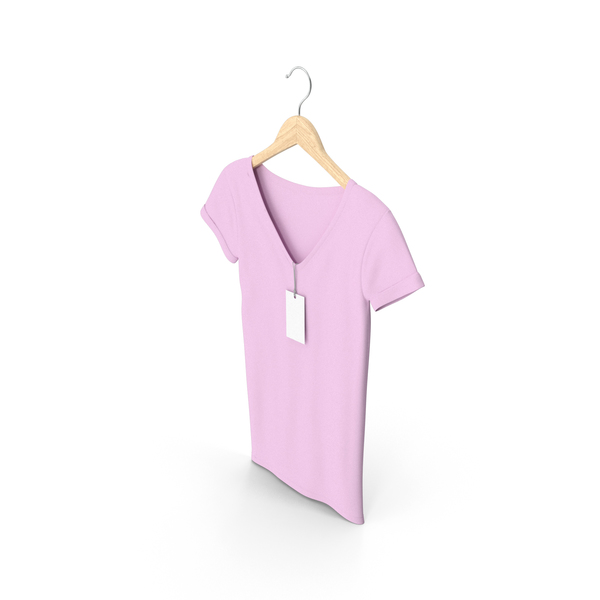 T Shirt: Female V Neck Hanging With Tag Pink PNG & PSD Images T Shirt: Female V Neck Hanging With Tag Pink PNG & PSD Images