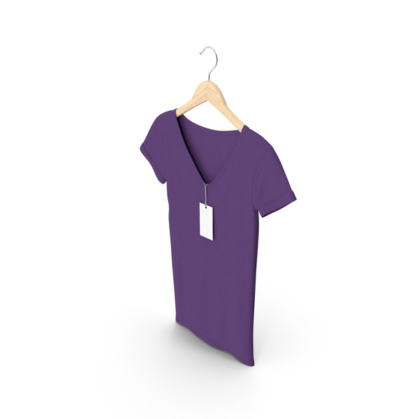 T Shirt: Female V Neck Hanging With Tag Purple PNG & PSD Images T Shirt: Female V Neck Hanging With Tag Purple PNG & PSD Images
