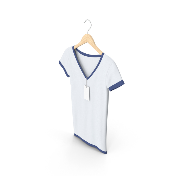 T Shirt: Female V Neck Hanging With Tag White And Dark Blue PNG & PSD Images T Shirt: Female V Neck Hanging With Tag White And Dark Blue PNG & PSD Images