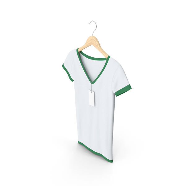Female V Neck Hanging With Tag White And Green PNG & PSD Images Female V Neck Hanging With Tag White And Green PNG & PSD Images