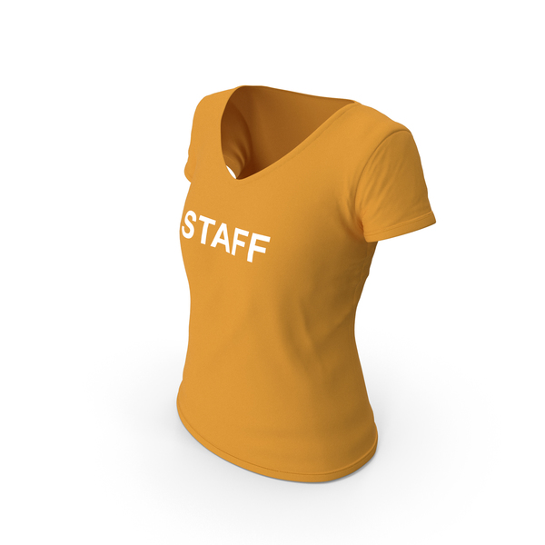 T Shirt: Female V Neck Worn Orange Staff PNG & PSD Images T Shirt: Female V Neck Worn Orange Staff PNG & PSD Images