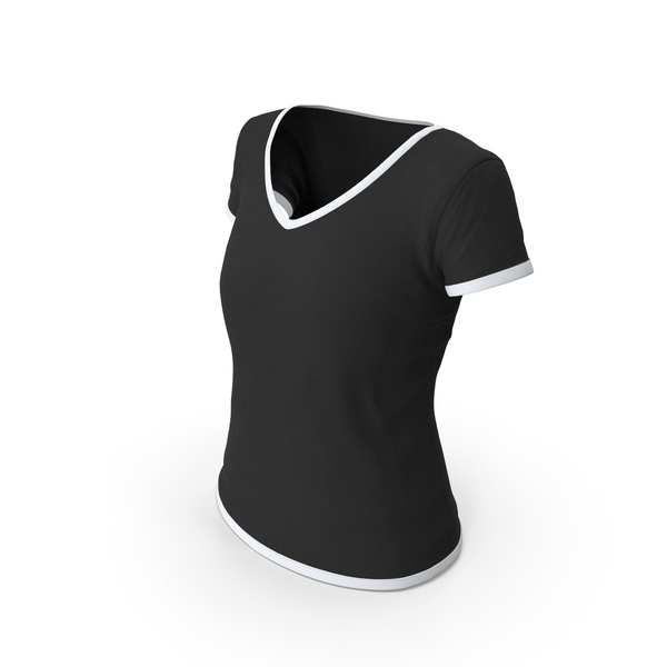 T Shirt: Female V Neck Worn White and Black PNG & PSD Images T Shirt: Female V Neck Worn White and Black PNG & PSD Images